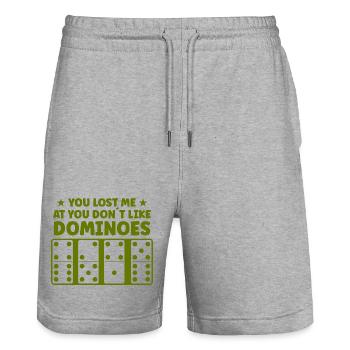Domino Design - Stanley/Stella Unisex Bio Joggingshorts Trainer  - Grau meliert - Vorne - Nik (191cm) & Marisol (170cm)