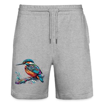 Eisvogel - Stanley/Stella Unisex Bio Joggingshorts Trainer  - Grau meliert - Vorne - Nik (191cm) & Marisol (170cm)