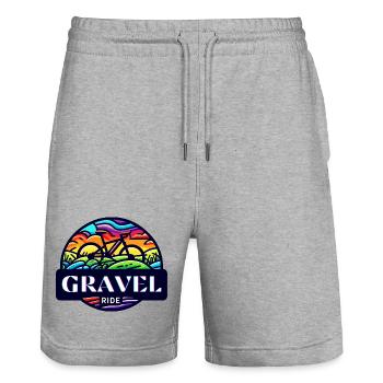 Gravel Ride Sunset Cyclist - Stanley/Stella Unisex Bio Joggingshorts Trainer  - Grau meliert - Vorne - Nik (191cm) & Marisol (170cm)