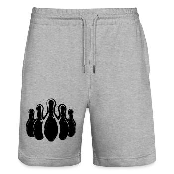 Bowling Grafik - Stanley/Stella Unisex Bio Joggingshorts Trainer  - Grau meliert - Vorne - Nik (191cm) & Marisol (170cm)