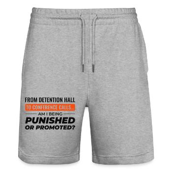 Work Memes Office-Humor Workplace Funny - Stanley/Stella Trainer Unisex Organic Jogging Shorts - heather grey - Front - Nik (191cm) & Marisol (170cm)