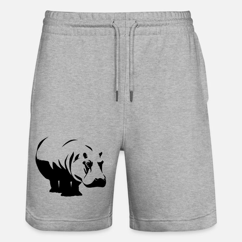 Hippopotame Nilpferd - Short de jogging bio TRAINER Stanley/Stella unisexe - gris chiné