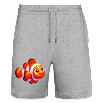 Clownfisch - Stanley/Stella Unisex Bio Joggingshorts Trainer  - Grau meliert - Vorne - Nik (191cm) & Marisol (170cm)