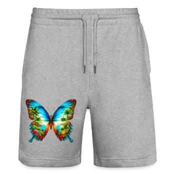 Schmetterling - Stanley/Stella Unisex Bio Joggingshorts Trainer  - Grau meliert - Vorne - Nik (191cm) & Marisol (170cm)
