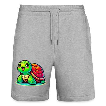Turtle - Stanley/Stella Trainer Unisex Organic Jogging Shorts - heather grey - Front - Nik (191cm) & Marisol (170cm)