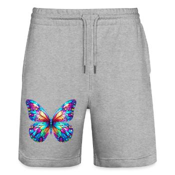 Schmetterling - Stanley/Stella Unisex Bio Joggingshorts Trainer  - Grau meliert - Vorne - Nik (191cm) & Marisol (170cm)