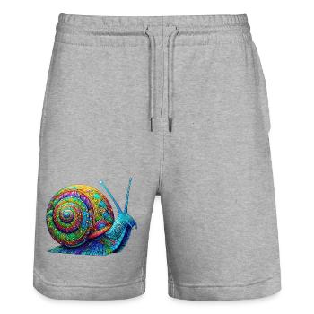 Schnecke - Stanley/Stella Unisex Bio Joggingshorts Trainer  - Grau meliert - Vorne - Nik (191cm) & Marisol (170cm)