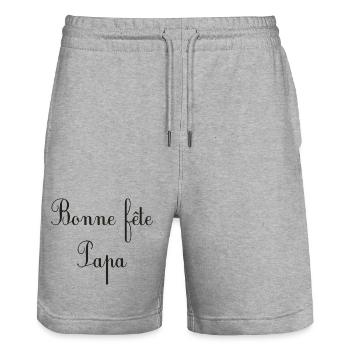 DAD. FATHER'S DAY. HAPPY FATHER'S DAY. HAPPY BIRTHDAY. - Stanley/Stella Trainer Unisex Organic Jogging Shorts - heather grey - Front - Nik (191cm) & Marisol (170cm)