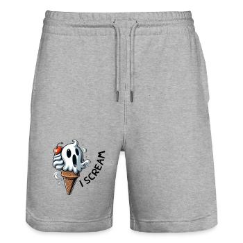 I scream. Funny summer design - Stanley/Stella Trainer Unisex Organic Jogging Shorts - heather grey - Front - Nik (191cm) & Marisol (170cm)