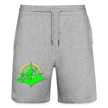 Compass With Mountain Silhouette - Stanley/Stella Trainer Unisex Organic Jogging Shorts - heather grey - Front - Nik (191cm) & Marisol (170cm)