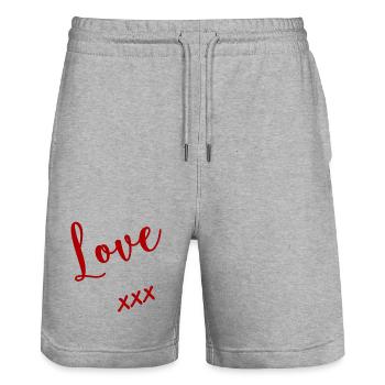 I LOVE YOU. SAINT VALENTIN. EVJF. JE T'AIME - Short de jogging bio TRAINER Stanley/Stella unisexe - gris chiné - Devant - Nik (191cm) & Marisol (170cm)