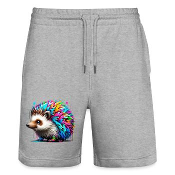 Igel - Stanley/Stella Unisex Bio Joggingshorts Trainer  - Grau meliert - Vorne - Nik (191cm) & Marisol (170cm)