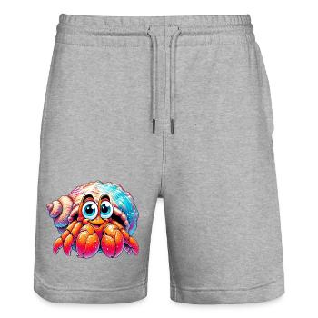 Hermit crab - Stanley/Stella Trainer Unisex Organic Jogging Shorts - heather grey - Front - Nik (191cm) & Marisol (170cm)