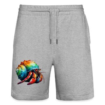 Hermit crab - Stanley/Stella Trainer Unisex Organic Jogging Shorts - heather grey - Front - Nik (191cm) & Marisol (170cm)