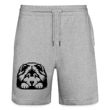 Chow Chow Head with Paws - Stanley/Stella Trainer Unisex Organic Jogging Shorts - heather grey - Front - Nik (191cm) & Marisol (170cm)