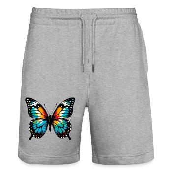 Butterfly - Stanley/Stella Trainer Unisex Organic Jogging Shorts - heather grey - Front - Nik (191cm) & Marisol (170cm)