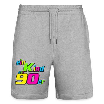 90s Party , Theme Party , 90s Child (25) - Stanley/Stella Trainer Unisex Organic Jogging Shorts - heather grey - Front - Nik (191cm) & Marisol (170cm)