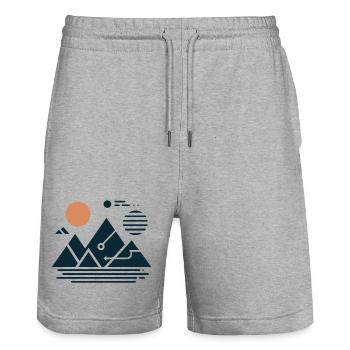 Gebirge - Stanley/Stella Unisex Bio Joggingshorts Trainer  - Grau meliert - Vorne - Nik (191cm) & Marisol (170cm)