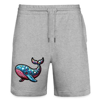 Wal - Stanley/Stella Unisex Bio Joggingshorts Trainer  - Grau meliert - Vorne - Nik (191cm) & Marisol (170cm)