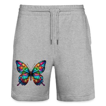 Schmetterling - Stanley/Stella Unisex Bio Joggingshorts Trainer  - Grau meliert - Vorne - Nik (191cm) & Marisol (170cm)