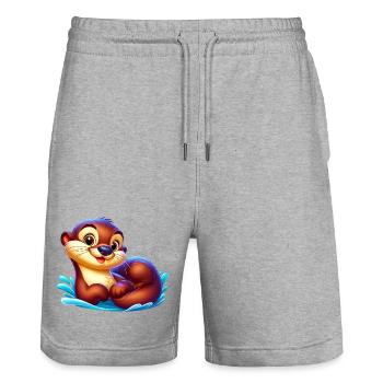 Otter - Stanley/Stella Unisex Bio Joggingshorts Trainer  - Grau meliert - Vorne - Nik (191cm) & Marisol (170cm)