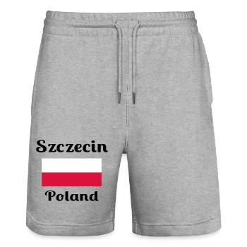 Szczecin Poland - Stylish prints - Stanley/Stella Trainer Unisex Organic Jogging Shorts - heather grey - Front - Nik (191cm) & Marisol (170cm)