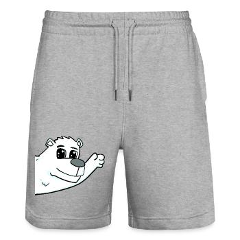 Polar Bear Greeting - Stanley/Stella Trainer Unisex Organic Jogging Shorts - heather grey - Front - Nik (191cm) & Marisol (170cm)