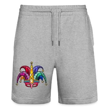 Bunte Narrenkappe Maske – Karneval Fasching - Stanley/Stella Unisex Bio Joggingshorts Trainer  - Grau meliert - Vorne - Nik (191cm) & Marisol (170cm)