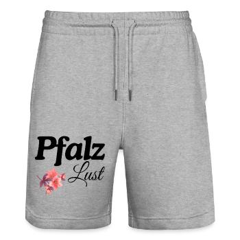 Pfalzblüte - Stanley/Stella Unisex Bio Joggingshorts Trainer  - Grau meliert - Vorne - Nik (191cm) & Marisol (170cm)