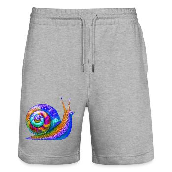 Schnecke - Stanley/Stella Unisex Bio Joggingshorts Trainer  - Grau meliert - Vorne - Nik (191cm) & Marisol (170cm)