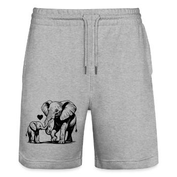 Elefanten Mama Baby Muttertag Geschenkidee - Stanley/Stella Unisex Bio Joggingshorts Trainer  - Grau meliert - Vorne - Nik (191cm) & Marisol (170cm)