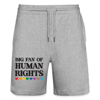 Mois de la fierté LGBTQ - Grand fan des droits de l’homme - Short de jogging bio TRAINER Stanley/Stella unisexe - gris chiné - Devant - Nik (191cm) & Marisol (170cm)