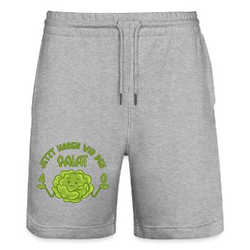 40. Geburtstag - Jetzt haben wir den Salat 40 - Stanley/Stella Unisex Bio Joggingshorts Trainer  - Grau meliert - Vorne - Nik (191cm) & Marisol (170cm)