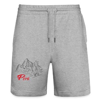 Machu Picchu - Peru - Stanley/Stella Unisex Bio Joggingshorts Trainer  - Grau meliert - Vorne - Nik (191cm) & Marisol (170cm)
