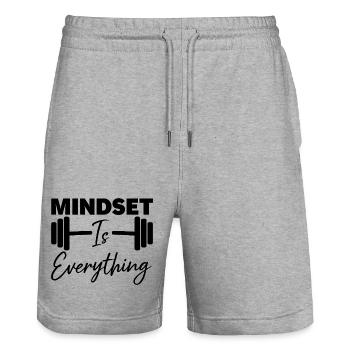 Denkweise ist alles Motivationszitat - Stanley/Stella Unisex Bio Joggingshorts Trainer  - Grau meliert - Vorne - Nik (191cm) & Marisol (170cm)