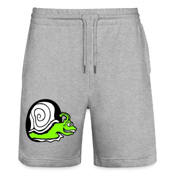 snail peeks hole wall mouse hole funny silly - Stanley/Stella Trainer Unisex Organic Jogging Shorts - heather grey - Front - Nik (191cm) & Marisol (170cm)