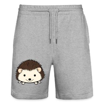 Niedlicher Igel mit freundlichem Gesicht - Stanley/Stella Unisex Bio Joggingshorts Trainer  - Grau meliert - Vorne - Nik (191cm) & Marisol (170cm)