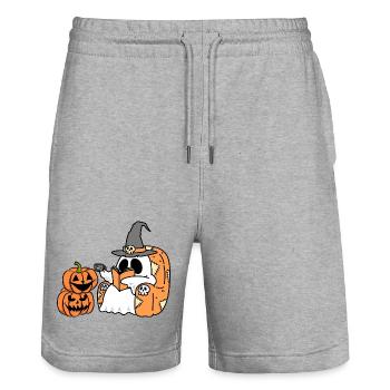 FUNNY_PUMPKIN - Stanley/Stella Unisex Bio Joggingshorts Trainer  - Grau meliert - Vorne - Nik (191cm) & Marisol (170cm)
