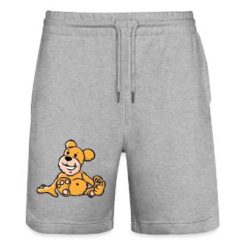 Cheerful cartoon bear sitting - Stanley/Stella Trainer Unisex Organic Jogging Shorts - heather grey - Front - Nik (191cm) & Marisol (170cm)