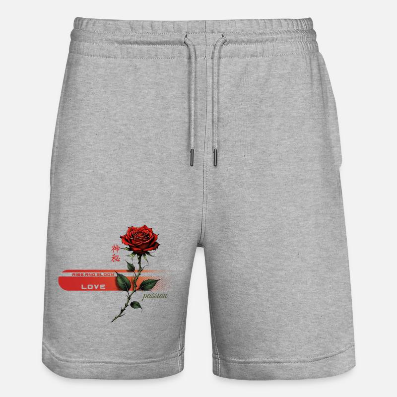 Rose pourpre de la passion - Short de jogging bio TRAINER Stanley/Stella unisexe - gris chiné