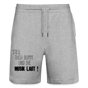 You Stupid Music Loud - Stanley/Stella Trainer Unisex Organic Jogging Shorts - heather grey - Front - Nik (191cm) & Marisol (170cm)
