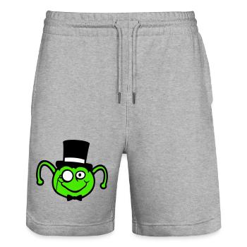 Mr. Caterpillar Top Hat Monocle Bow Tie Gentleman Empire - Stanley/Stella Trainer Unisex Organic Jogging Shorts - heather grey - Front - Nik (191cm) & Marisol (170cm)