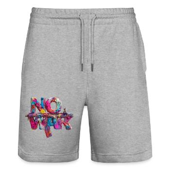 No War Colorful Gun Art - Stanley/Stella Trainer Unisex Organic Jogging Shorts - heather grey - Front - Nik (191cm) & Marisol (170cm)
