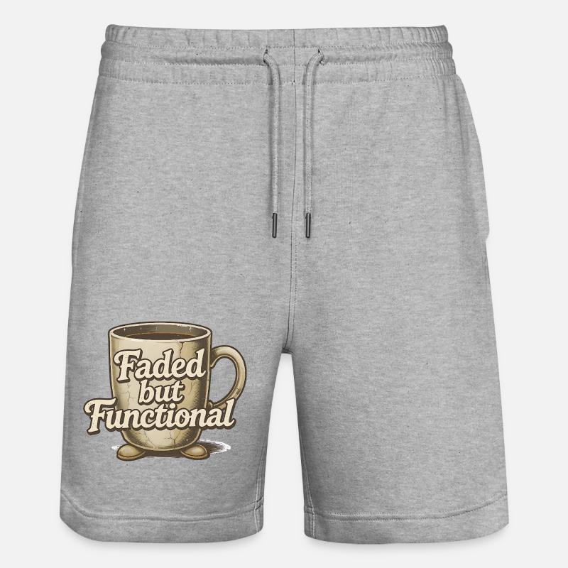 Faded but Functional - Kaffeetasse - Stanley/Stella Unisex Bio Joggingshorts Trainer  - Grau meliert