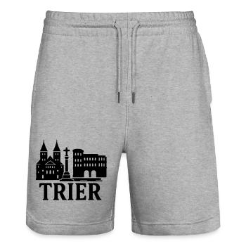 trier wahrzeichen silhouette - Stanley/Stella Unisex Bio Joggingshorts Trainer  - Grau meliert - Vorne - Nik (191cm) & Marisol (170cm)