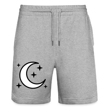 Mondsichel & Sterne | Magische Nacht - Stanley/Stella Unisex Bio Joggingshorts Trainer  - Grau meliert - Vorne - Nik (191cm) & Marisol (170cm)