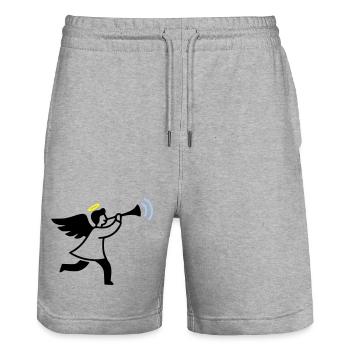 Angel with trumpet - Stanley/Stella Trainer Unisex Organic Jogging Shorts - heather grey - Front - Nik (191cm) & Marisol (170cm)