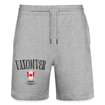 Souvenir Vancouver, Vancouver Canada - Stanley/Stella Trainer Unisex Organic Jogging Shorts - heather grey - Front - Nik (191cm) & Marisol (170cm)