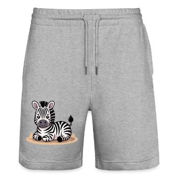 Kuscheliges Zebra Baby Motiv - Stanley/Stella Unisex Bio Joggingshorts Trainer  - Grau meliert - Vorne - Nik (191cm) & Marisol (170cm)