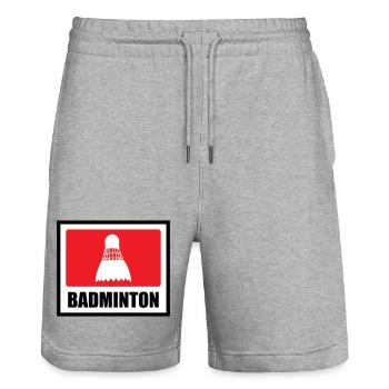 Badminton - Sport - Racket - Stanley/Stella Trainer Unisex Organic Jogging Shorts - heather grey - Front - Nik (191cm) & Marisol (170cm)
